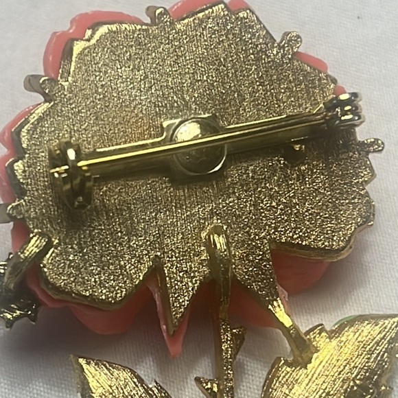 Vintage JJ Rose brooch pin ladybug pink - Picture 7 of 10